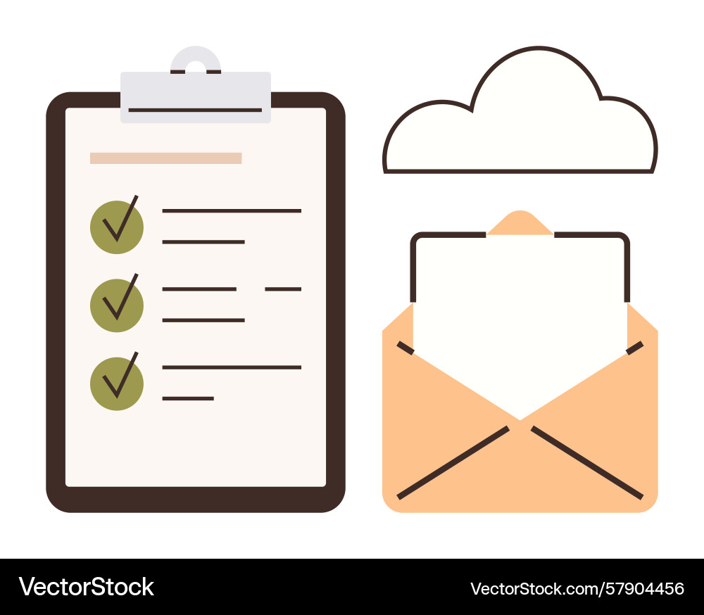 Checklist with completed tasks email envelope Checklist with completed tasks email envelope vector image