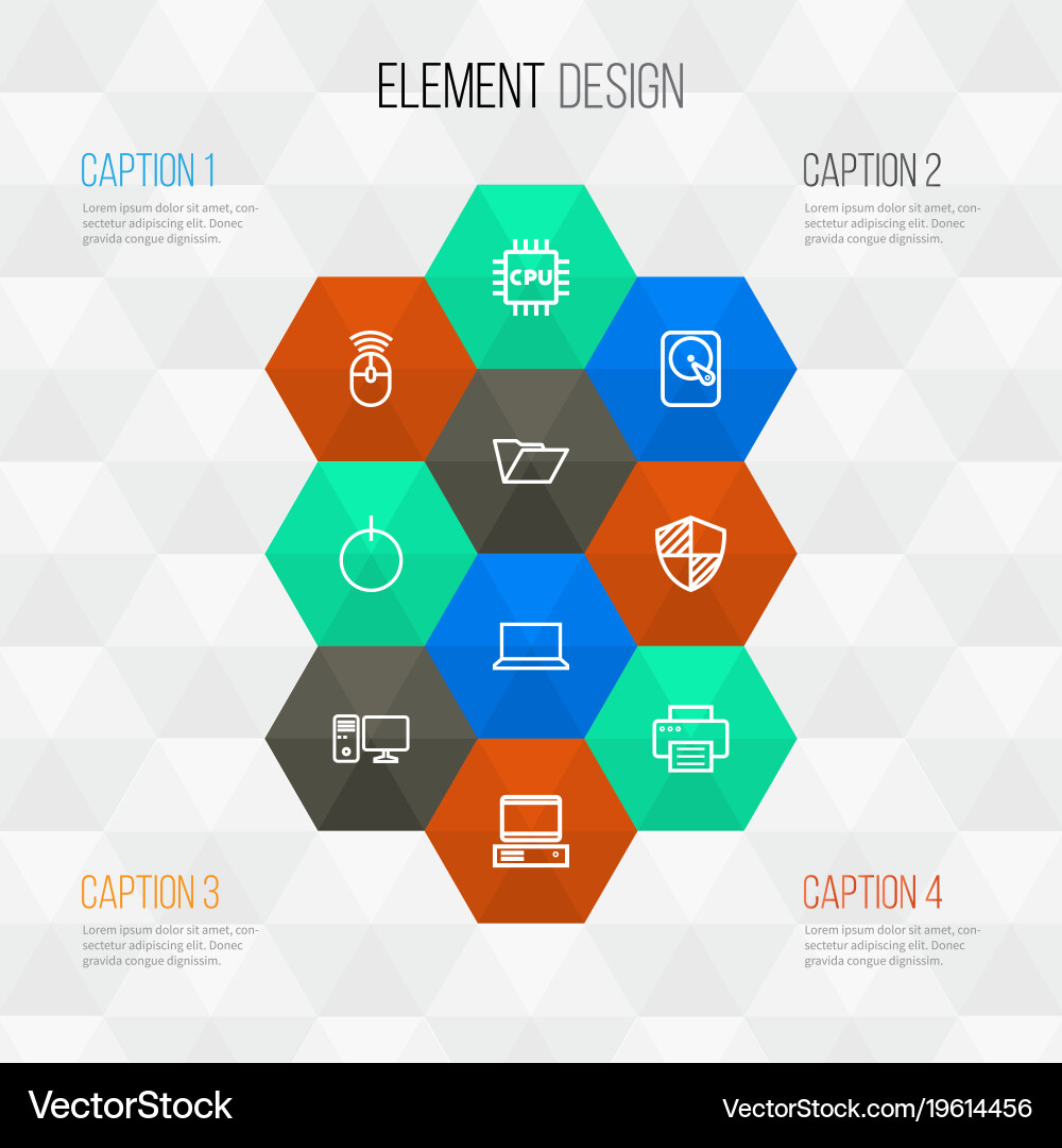 Computer icons line style set with pc power hard Vector Image