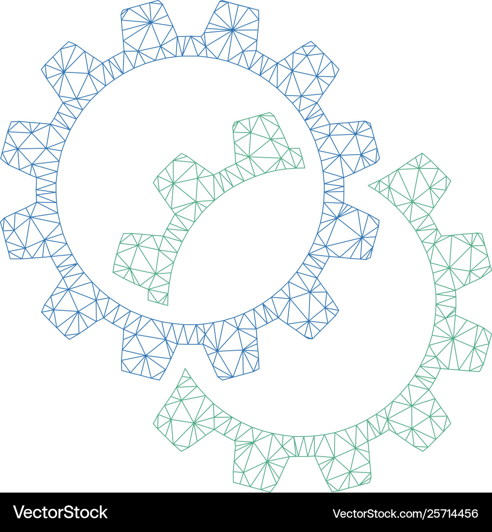 Configuration gears polygonal frame mesh Configuration gears polygonal frame mesh Vector Image