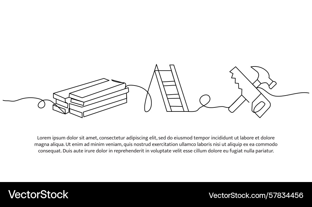 Continuous line design of build tool single Continuous line design of build tool single Vector Image
