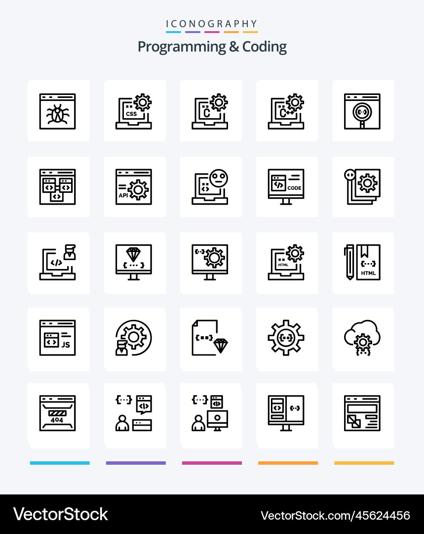 Creative programming and coding 25 outline icon Vector Image