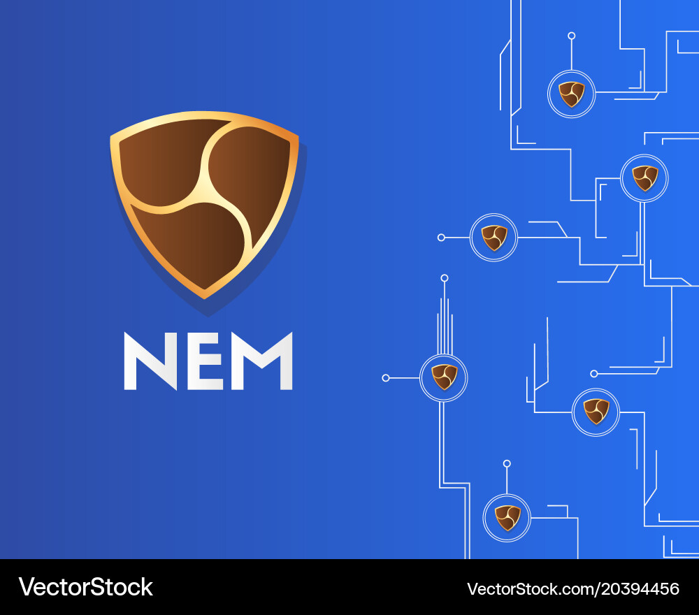 Cryptocurrency nem blockchain virtual circuit Vector Image