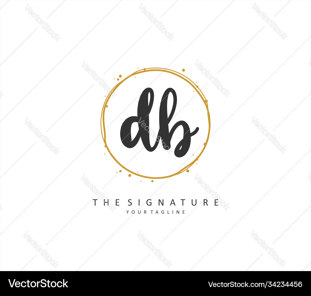 D b db initial letter handwriting and signature Vector Image