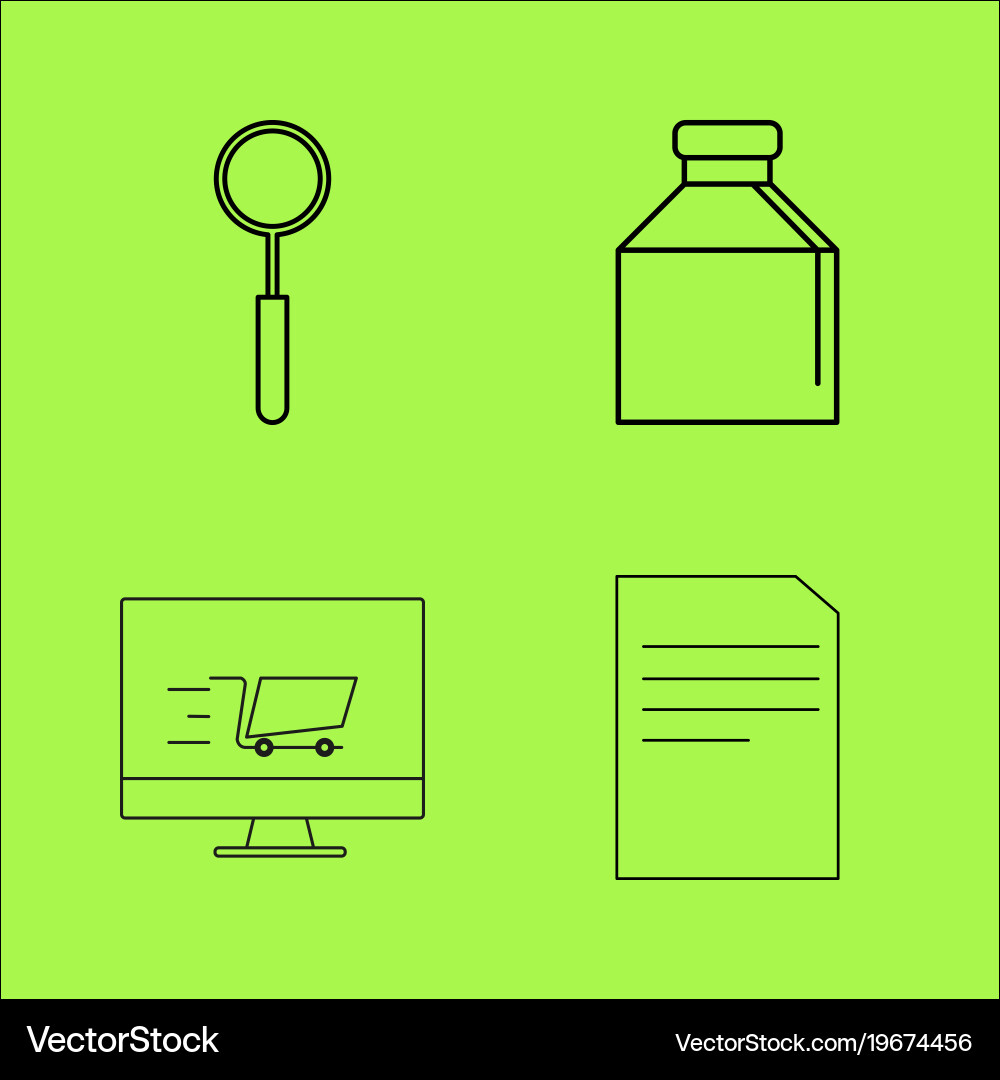 Design elements simple linear outline icon set vector image