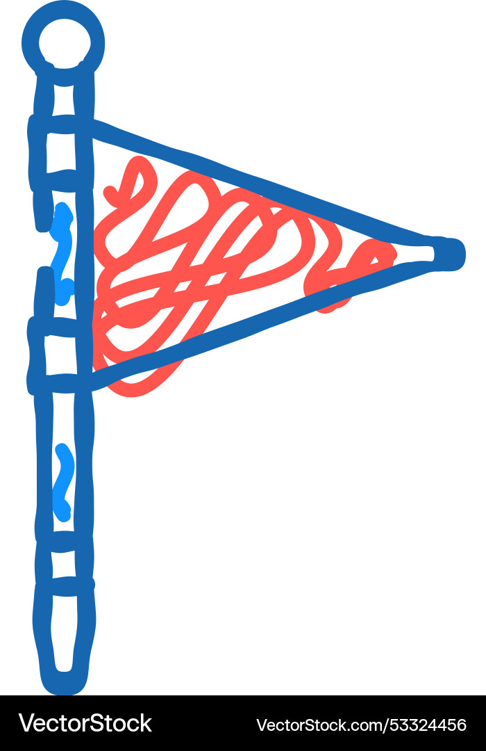 Flag red pointer map location icon doodle vector image