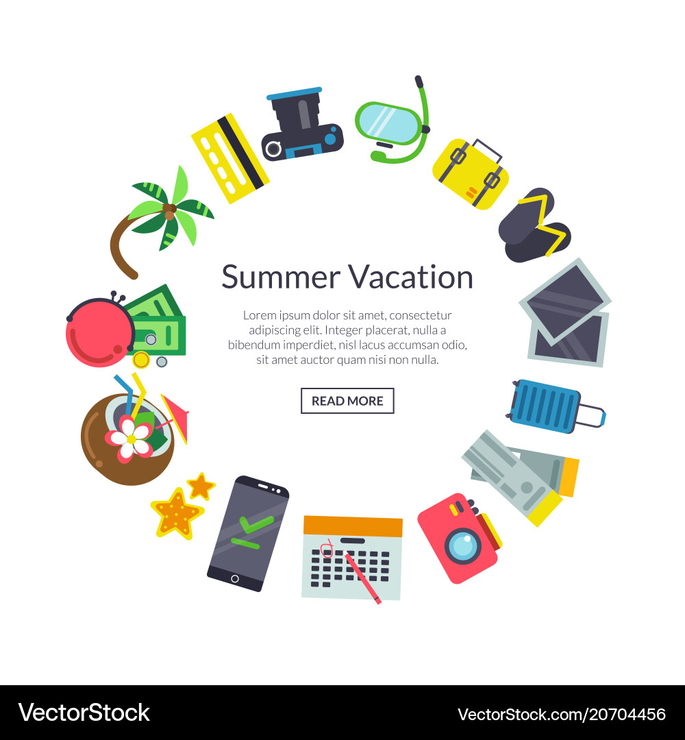 Flat travel elements in circle form Flat travel elements in circle form vector image