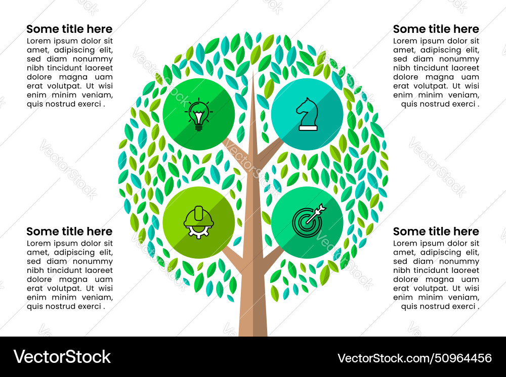 Infographic template abstract tree with 4 circles vector image