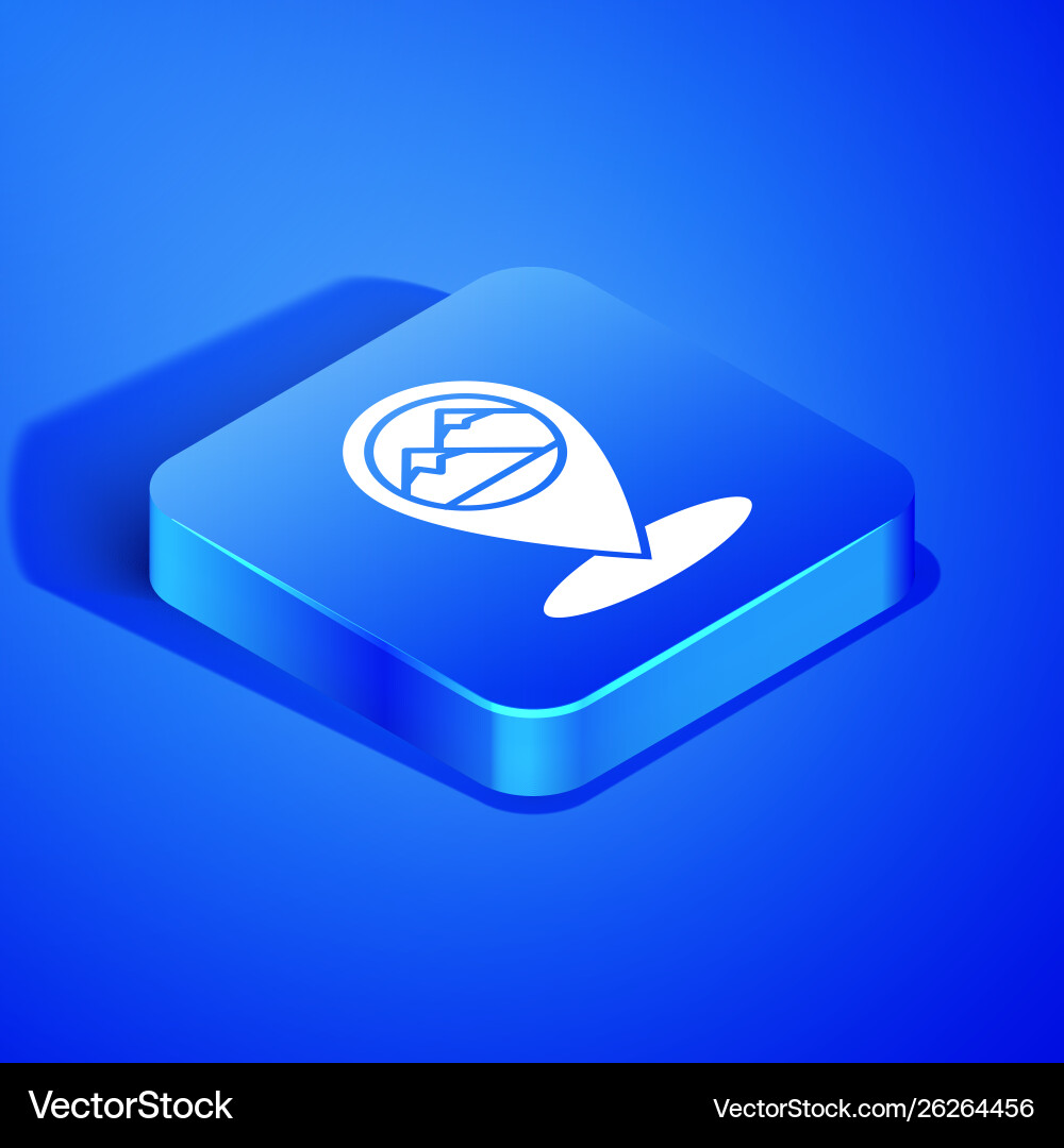 Isometric map pointer with mountain icon isolated Isometric map pointer with mountain icon isolated vector image