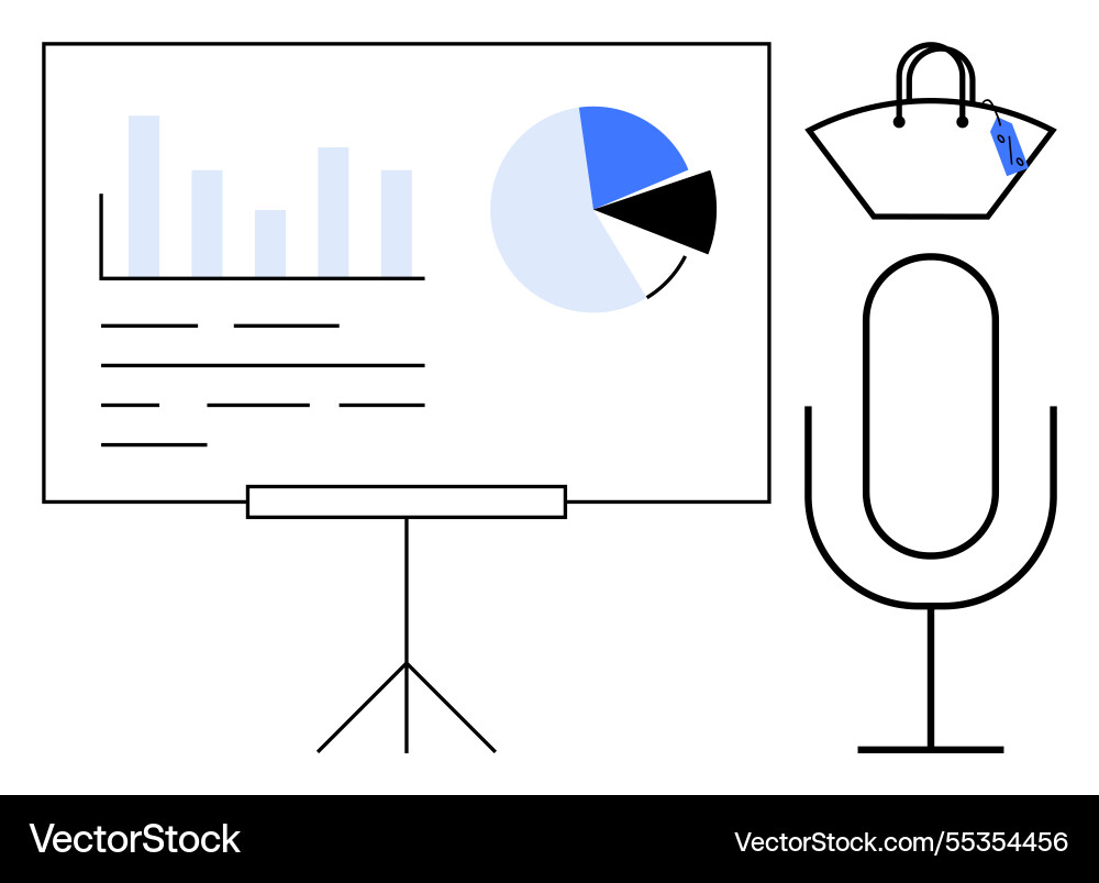 Presentation with charts and business objects Vector Image