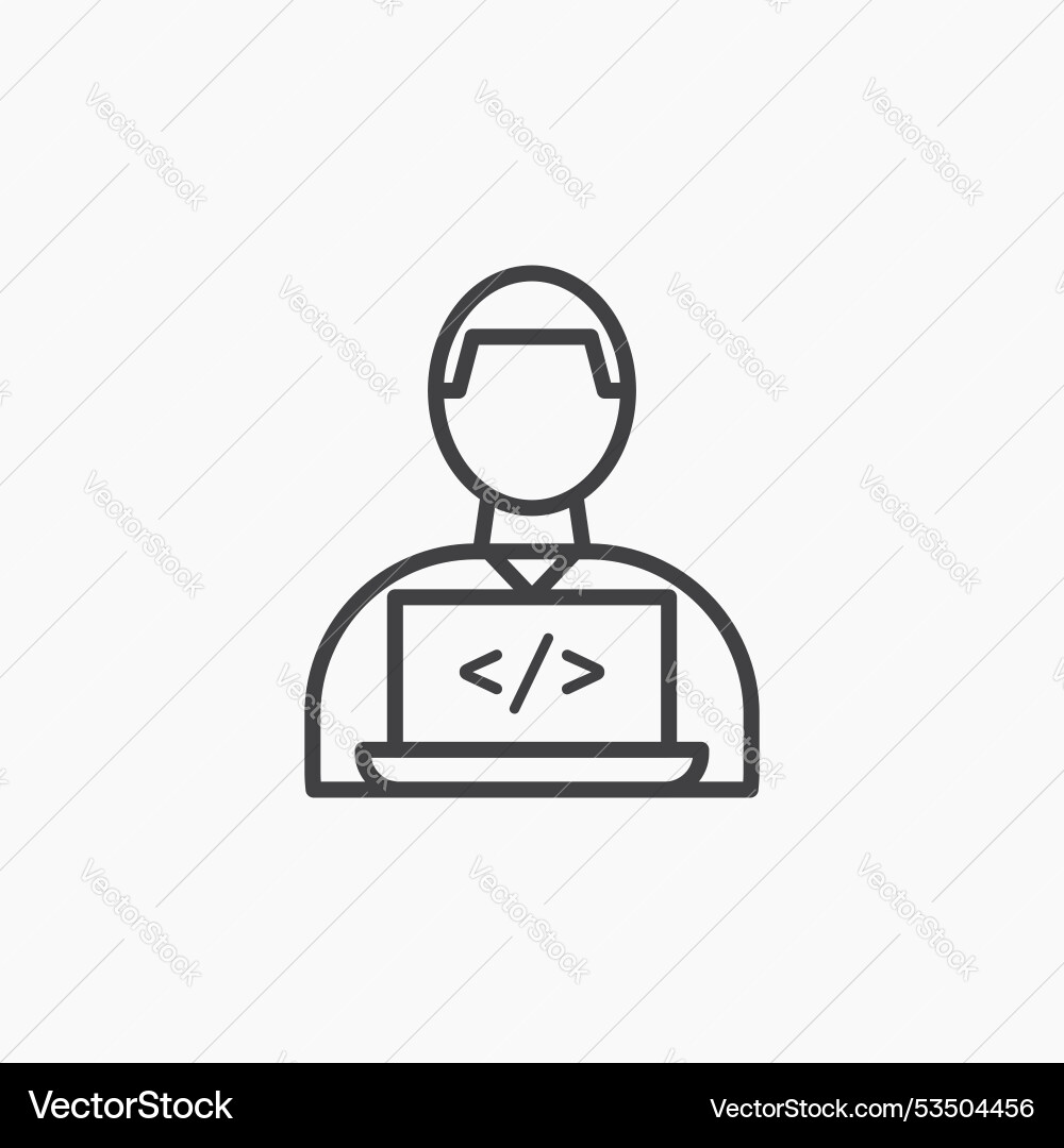 Programmerline in thin line black color flat Programmerline in thin line black color flat vector image