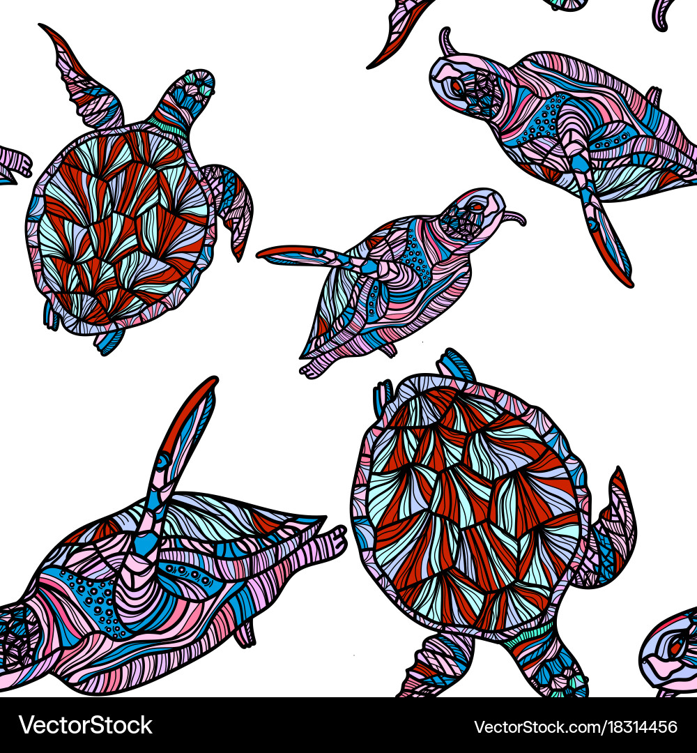 Seamless pattern with turtles vector image