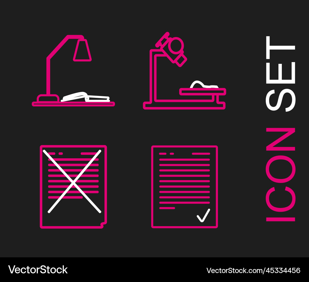 Set line exam sheet with check mark paper Set line exam sheet with check mark paper vector image