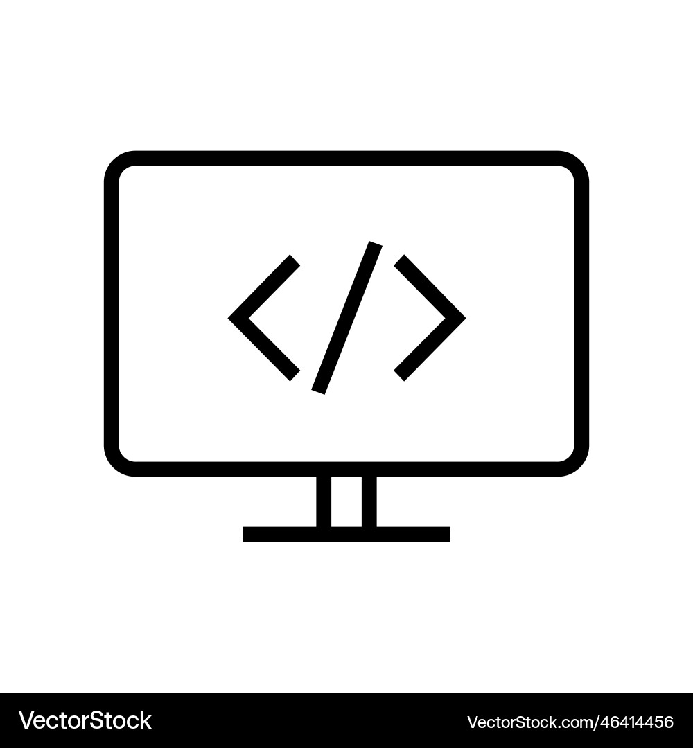 Simple code mark and computer icon vector image