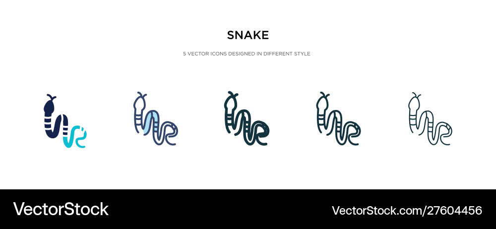 Snake icon in different style two colored Vector Image
