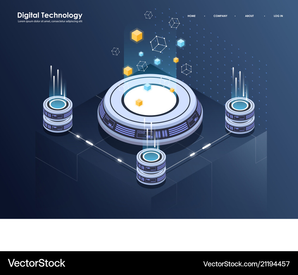 Big Data Processing Isometric Data Center vector image