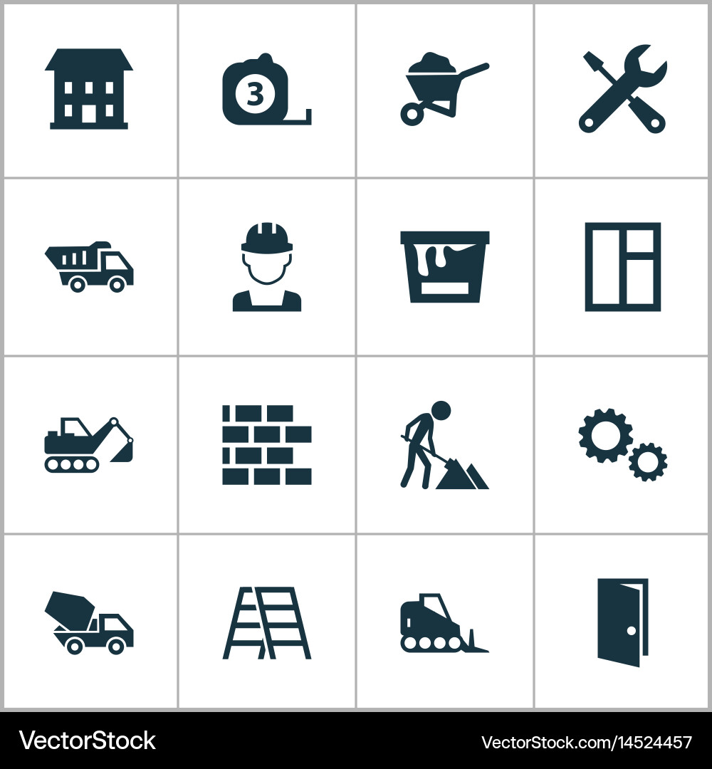 Building icons set collection of measure tool Vector Image