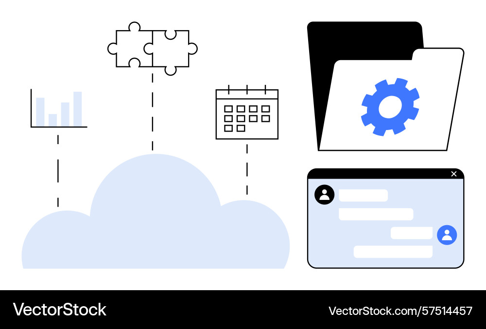 Cloud-based collaboration with file sharing data Cloud-based collaboration with file sharing data vector image