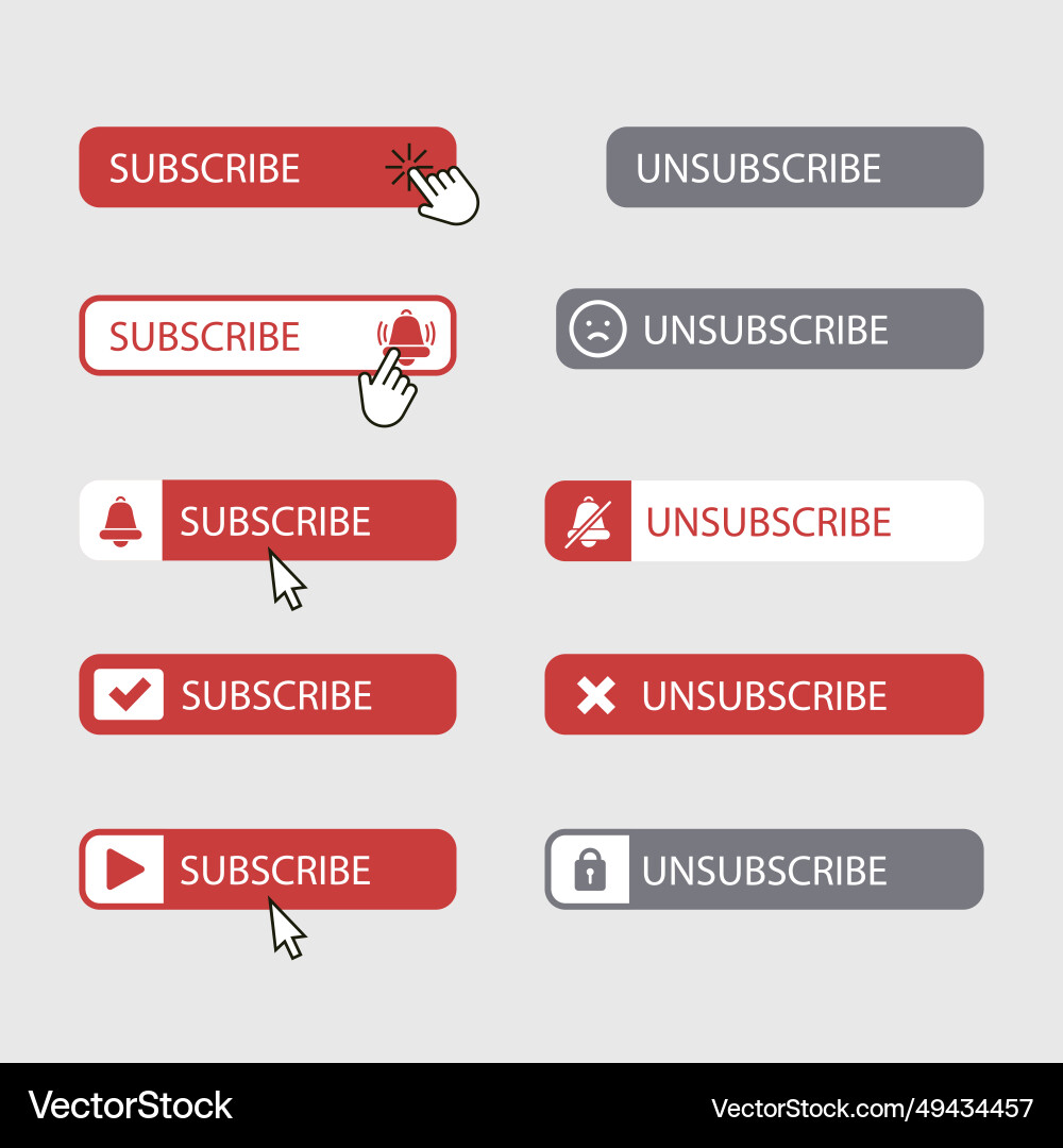 Design subscribe button set isolated on white Vector Image