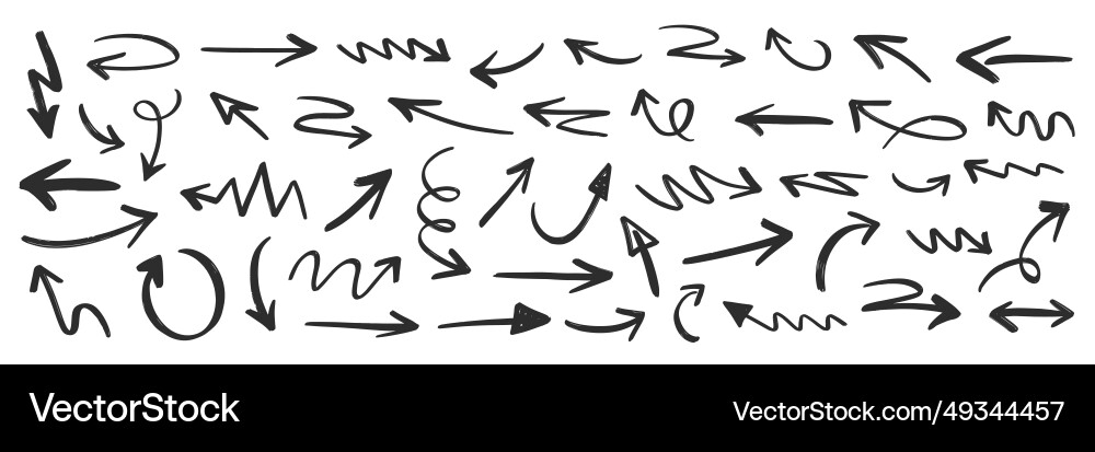 Different scribbles arrows marks icons set Vector Image