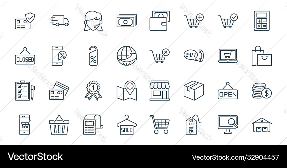 Ecommerce line icons linear set quality vector image