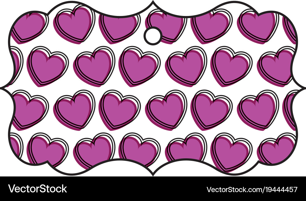 Elegant frame with hearts pattern background Vector Image