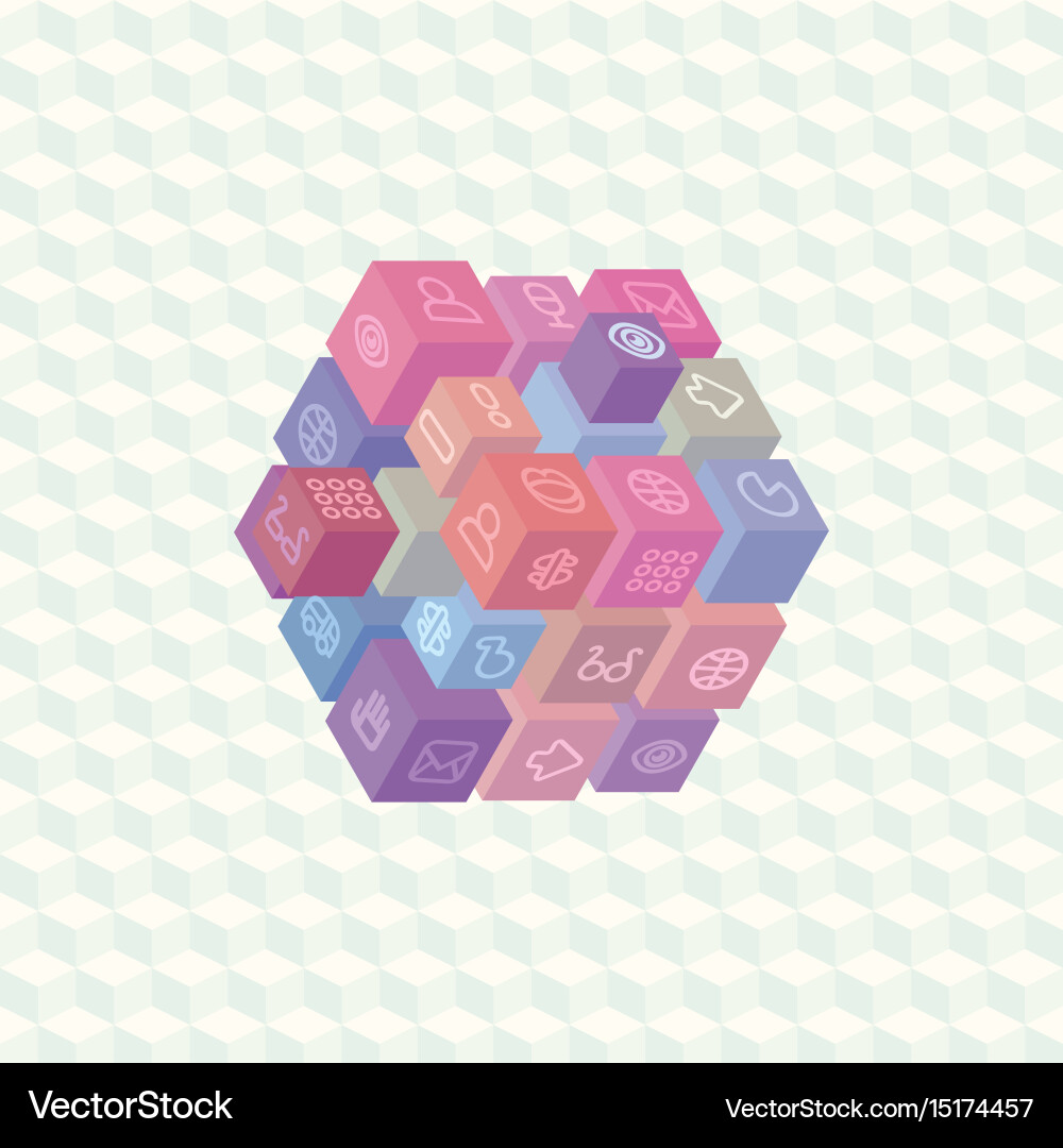 Isometric projection infographic array of cubes vector image
