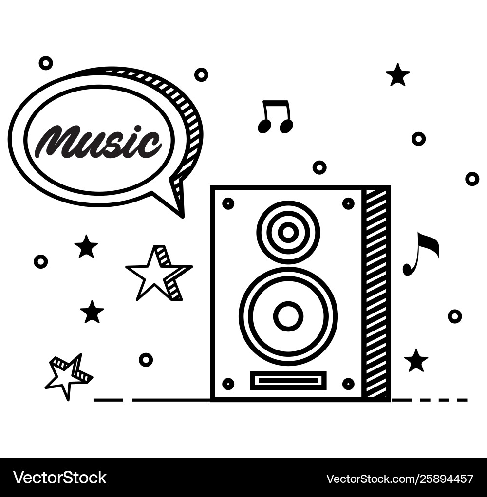 Line stereo with chat bubble message and notes Line stereo with chat bubble message and notes Vector Image