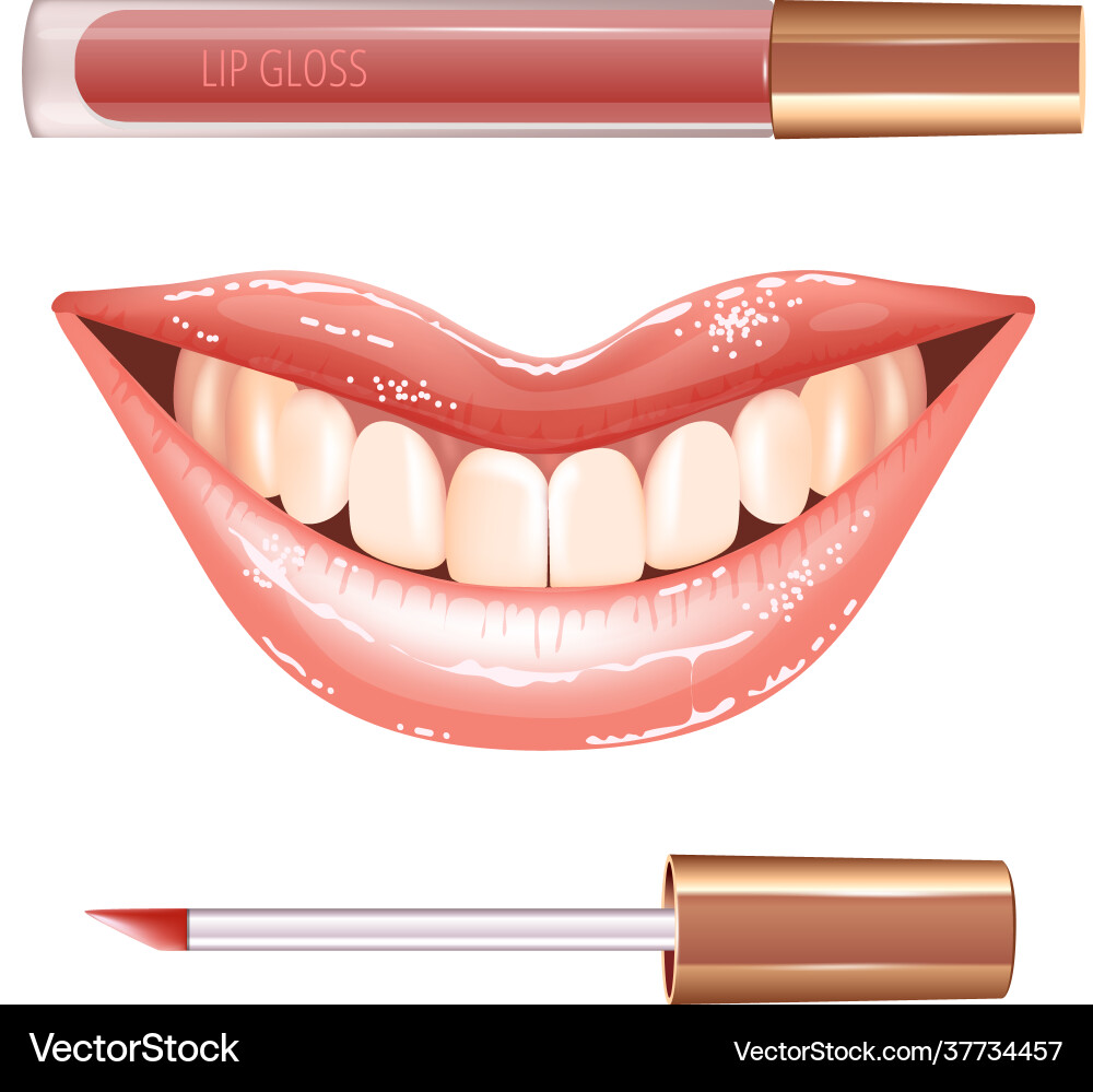 Make-up set for lips with realistic glossy shining Make-up set for lips with realistic glossy shining vector image