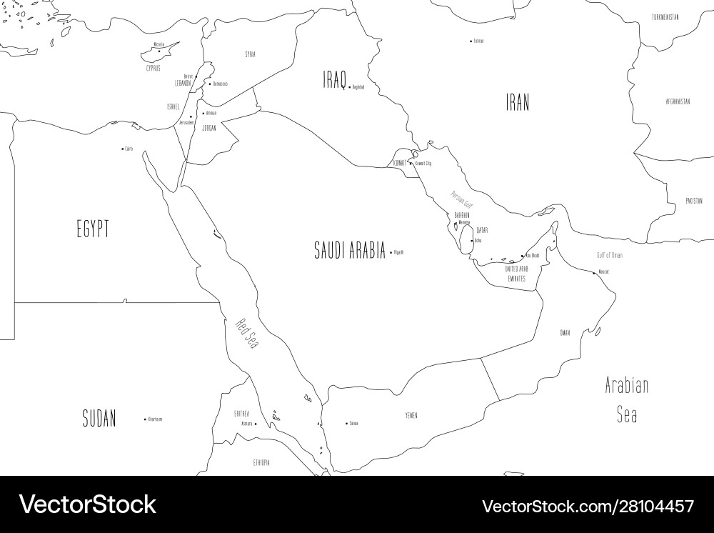 Map arabian peninsula handdrawn doodle style Map arabian peninsula handdrawn doodle style vector image