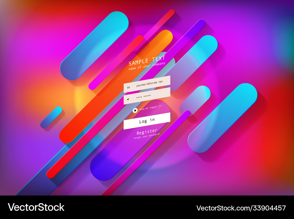 Modern web card login form Modern web card login form vector image
