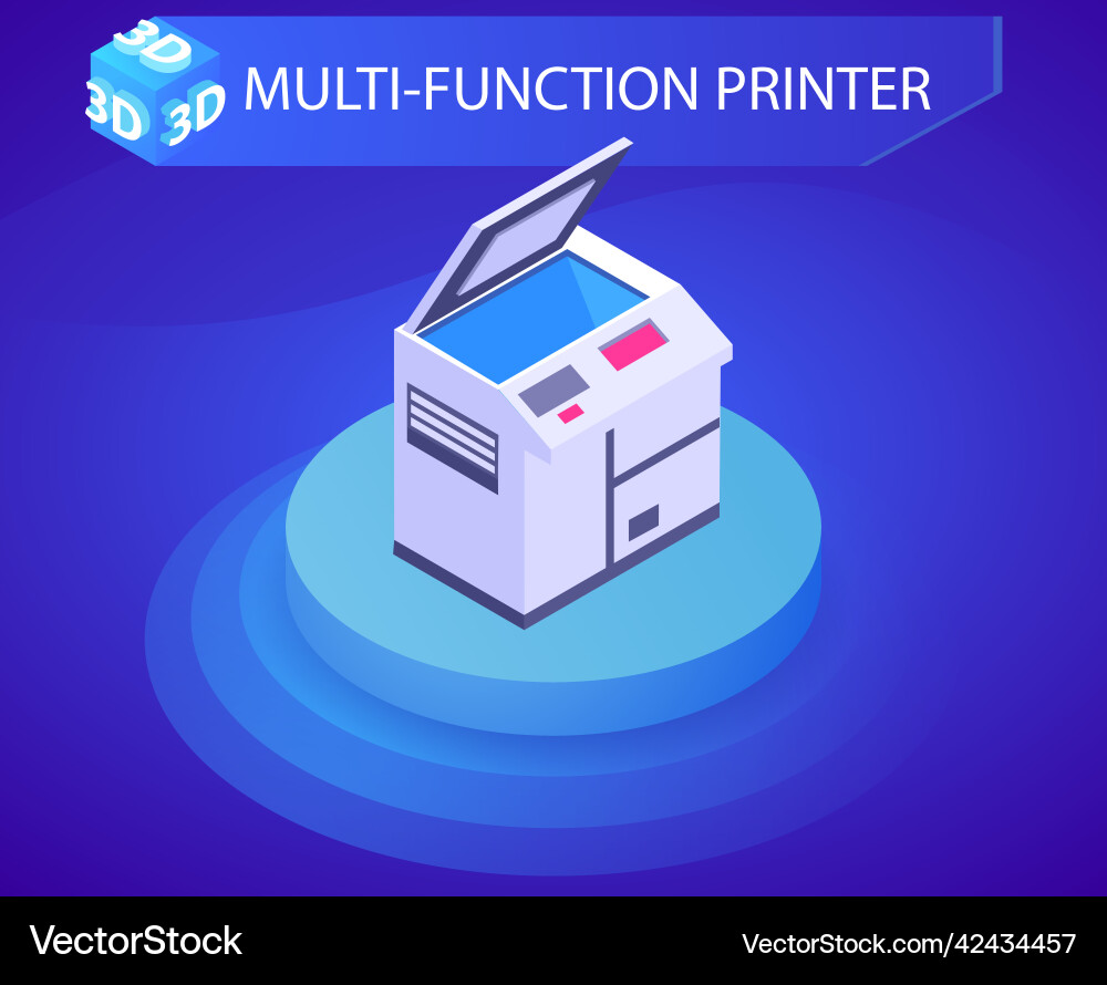 Multi-function printer isometric design icon web vector image