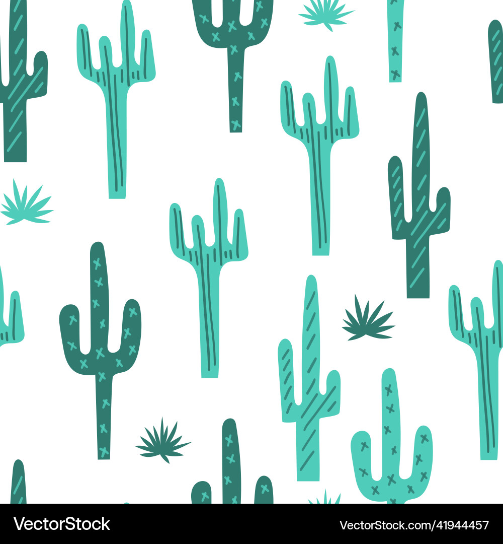 Pattern with simple cactuses Pattern with simple cactuses vector image