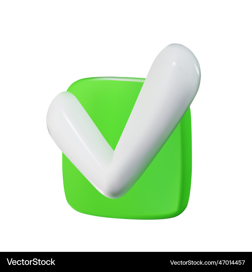 Render of a square green button with white Render of a square green button with white vector image