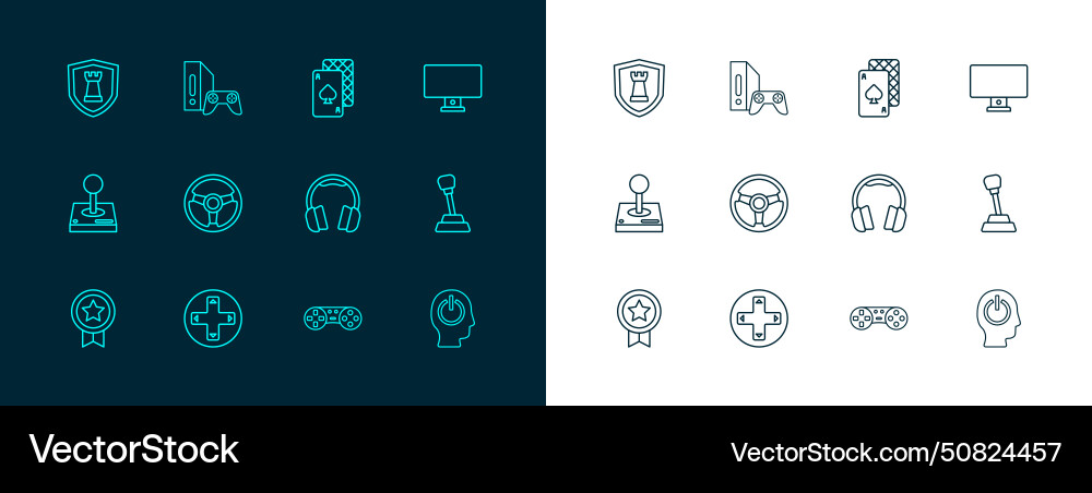 Set line computer monitor game controller Set line computer monitor game controller vector image