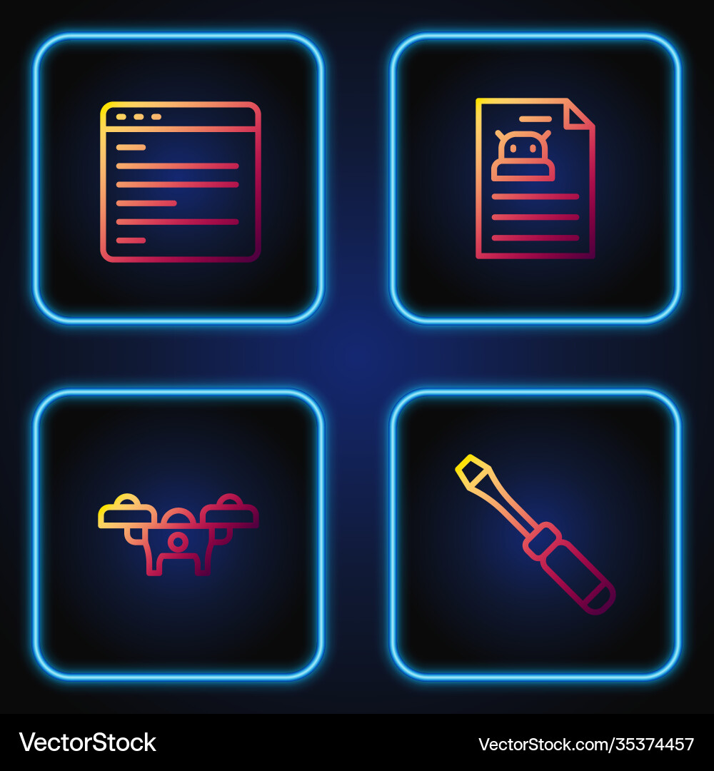 Set line screwdriver drone computer api Set line screwdriver drone computer api vector image