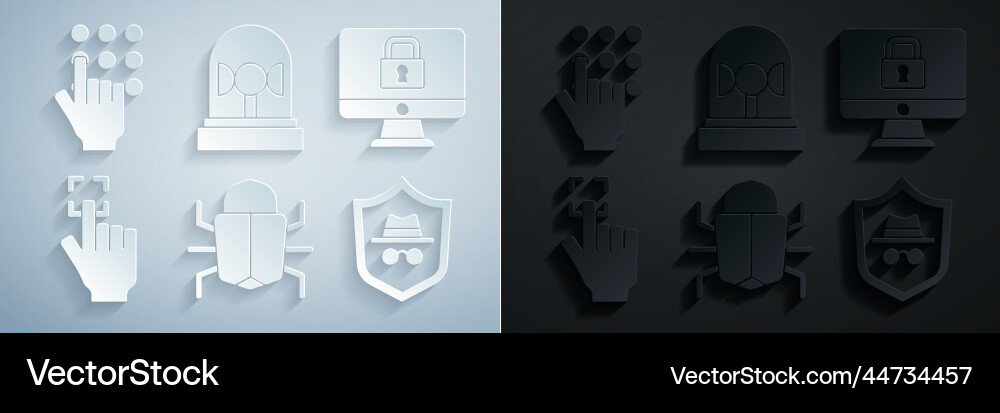 Set system bug lock on monitor fingerprint vector image