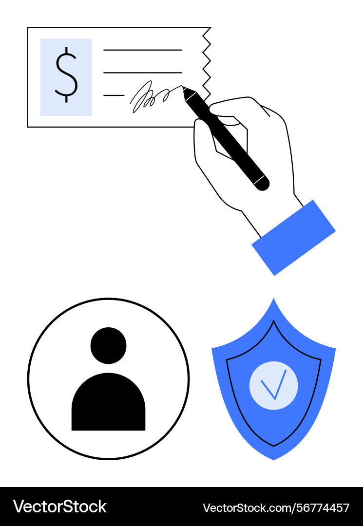 Signing a check with user identification Signing a check with user identification vector image