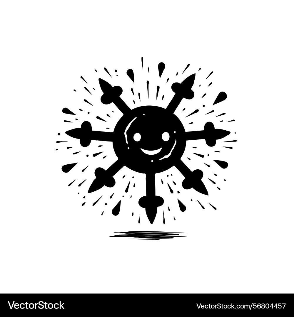 Stylized snowflake with cheerful expression Stylized snowflake with cheerful expression Vector Image