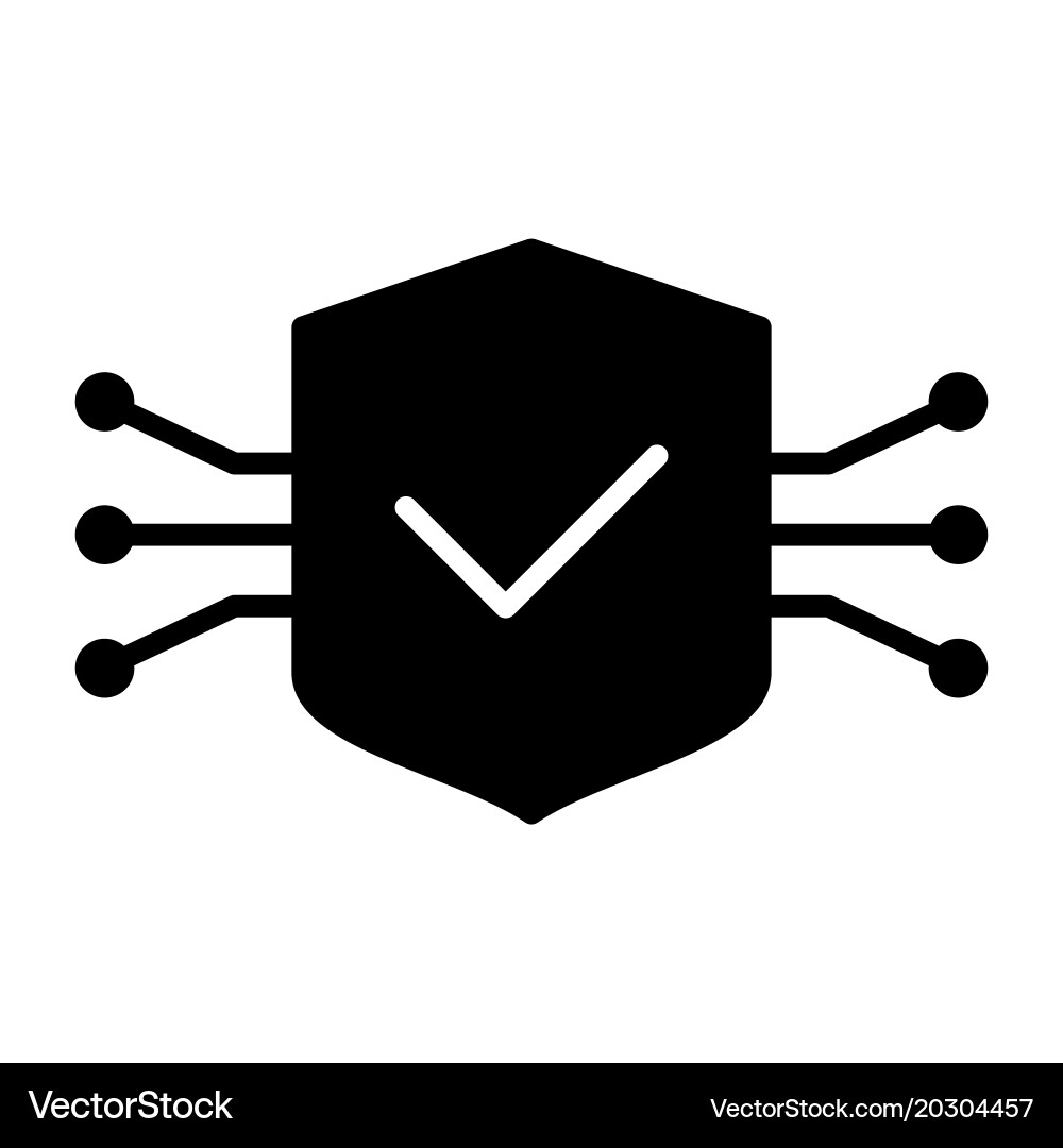 Tech circuit shield icon simple minimal pictograph vector image