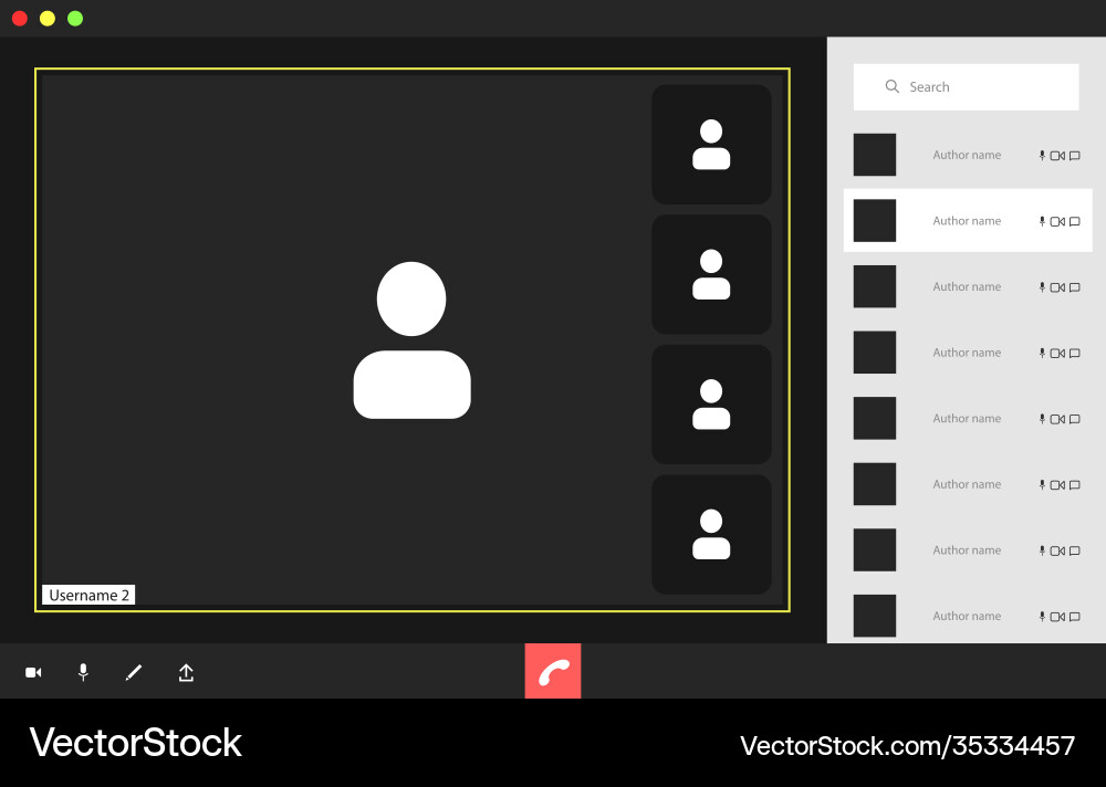 Video conference user interface with a list vector image
