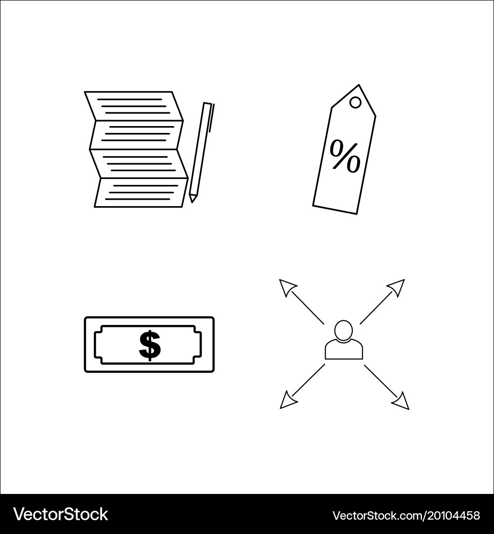 Business simple linear icon setsimple outline vector image