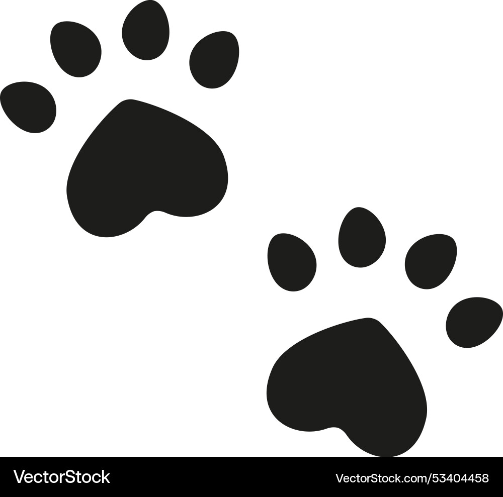 Cat paw print with a symbolic image of heart art Vector Image