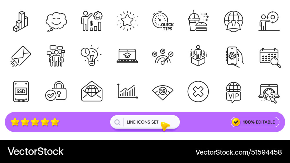 Close button app settings and ssd line icons Close button app settings and ssd line icons vector image