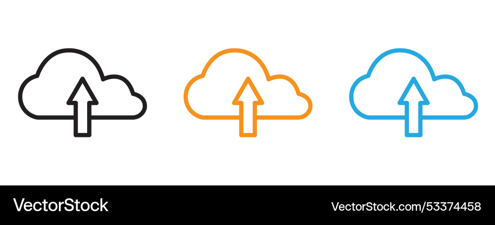 Cloud upload icon thin line set Cloud upload icon thin line set vector image