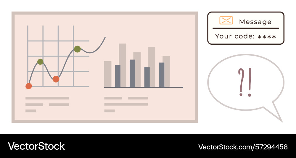 Data analytics with charts code notification Data analytics with charts code notification vector image