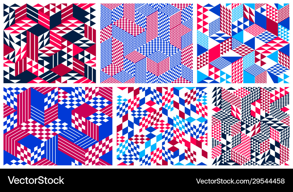 Geometric 3d seamless patterns with cubes rhombus Geometric 3d seamless patterns with cubes rhombus vector image