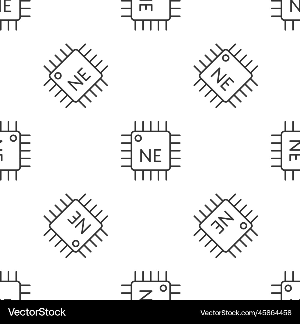 Grey line computer processor with microcircuits Grey line computer processor with microcircuits vector image