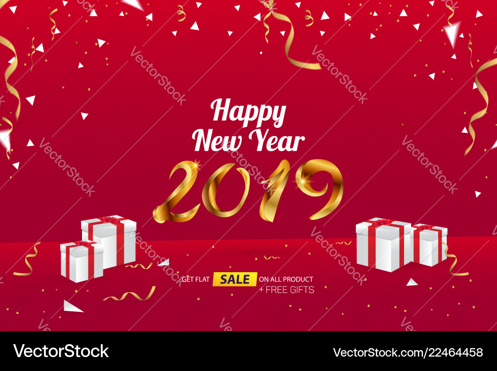 Happy new year 2019 sale banner advertising Happy new year 2019 sale banner advertising vector image