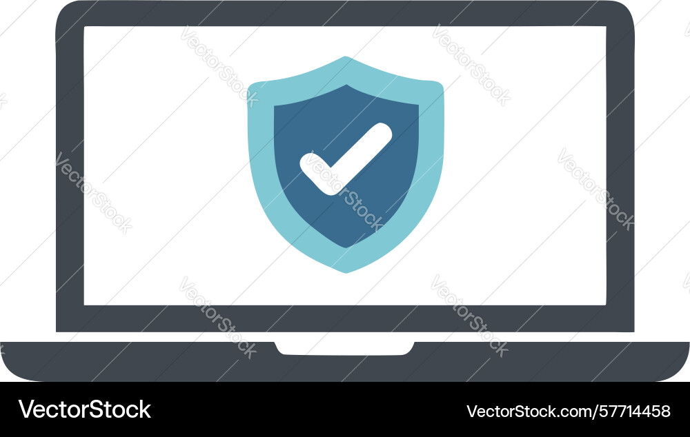 Laptop with checkmark shield security icon design vector image