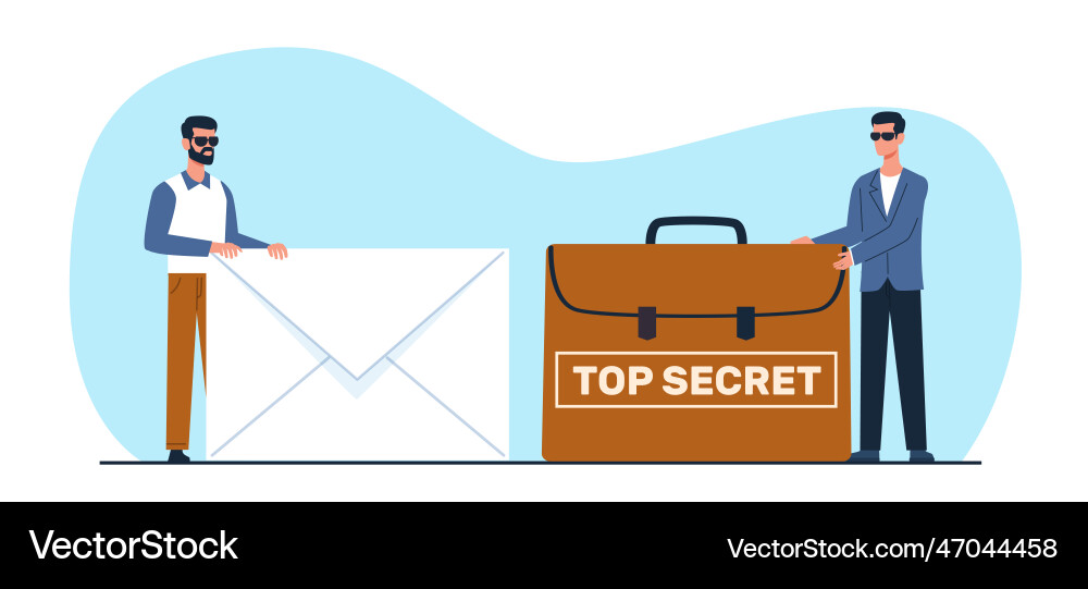 Man hands over secret documents in briefcase Vector Image